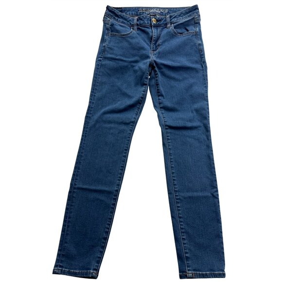 American Eagle Hell Yeah Skinny Jean Size 8 Super Stretch X Beads Embroidered - Picture 2 of 7